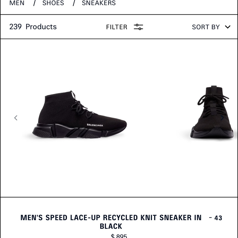 Balenciaga Men's Black Sneakers speed lace up recycled knit snickers - Picture 5 of 5